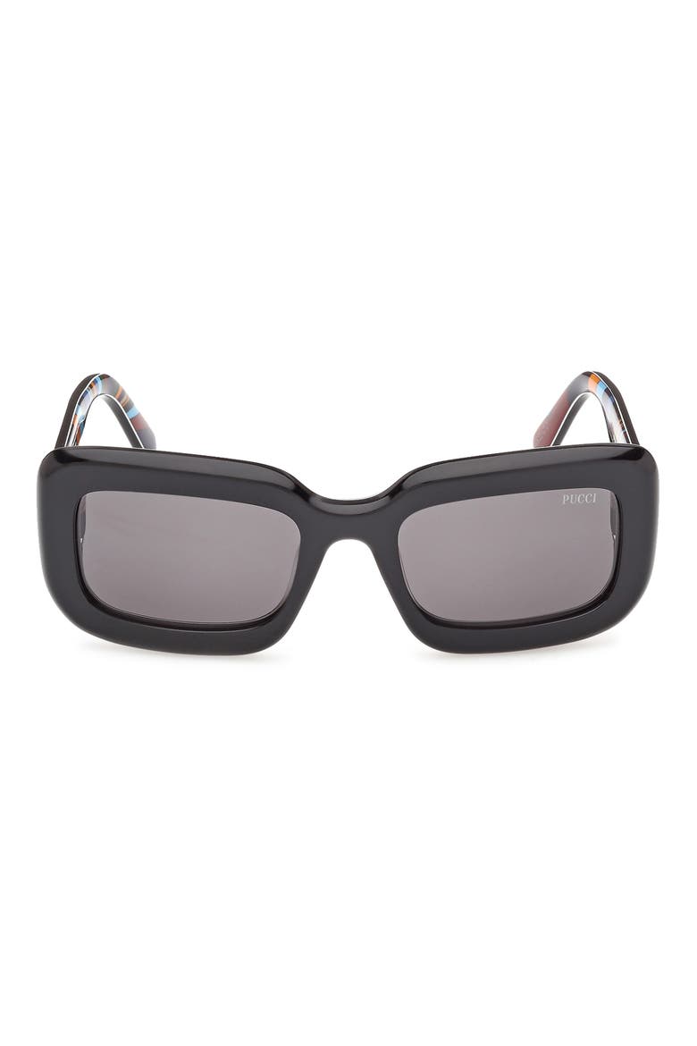 52mm Rectangular Sunglasses, Main, color, BLACK / IRIDE PATTERN / SMOKE