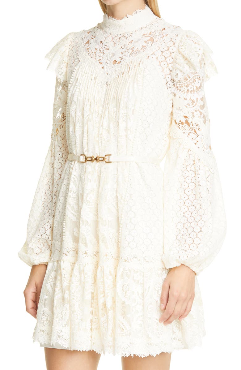 Zimmermann Concert Long Sleeve Textured Lace Minidress, Alternate, color, 