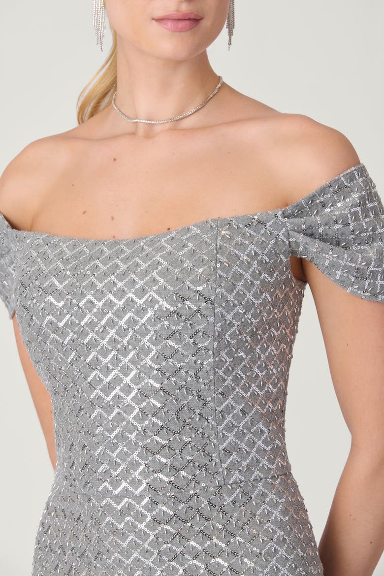 Sequin Embellished Wool Samantha Dress, Alternate, color, Grey/Silver