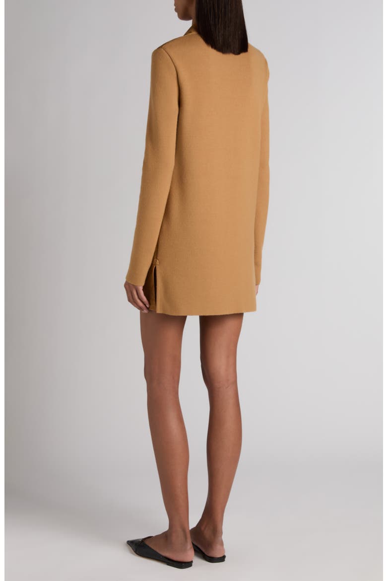 Long Sleeve Suede & Wool Blend Polo Minidress, Alternate, color, GOLDEN BROWN