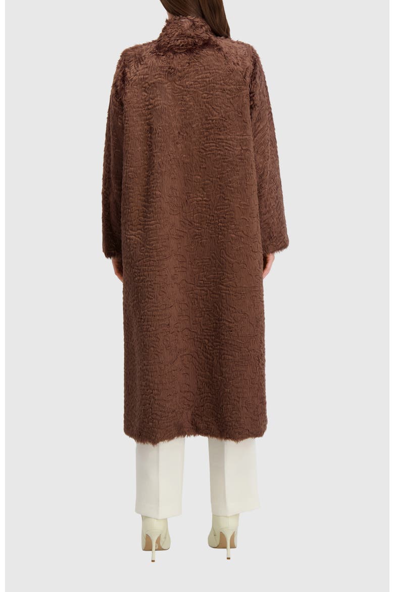 Fur-Free Lamb (Faux Fur) Long Coat, Alternate, color, BROWN