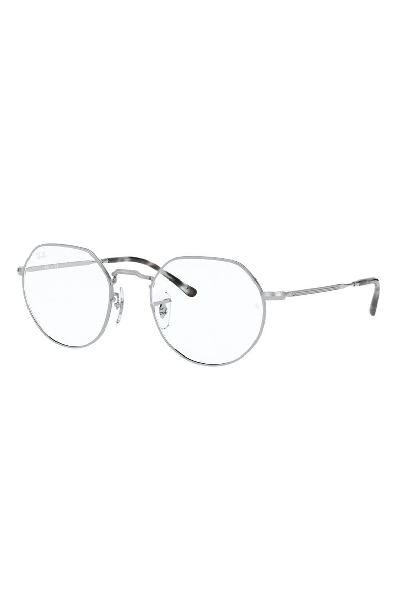 Ray-Ban Unisex Jack 49mm Hexagonal Optical Glasses, Alternate, color, Silver