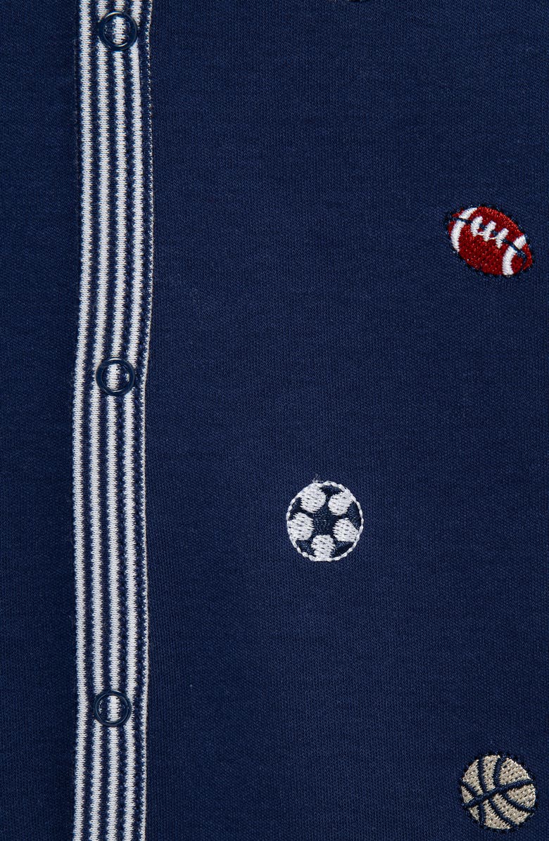 Little Me Sports Cotton Footie & Hat Set, Alternate, color, Blue