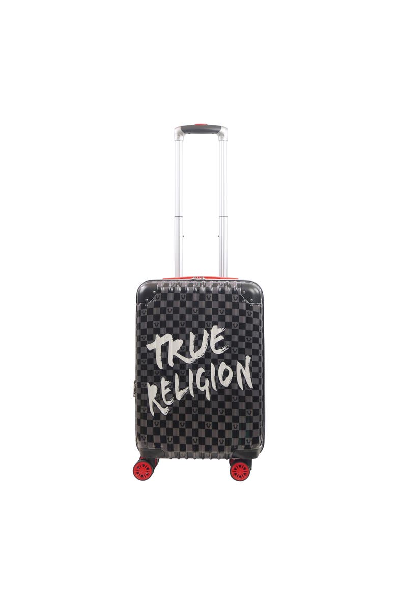 22.5" Hardcase Checkered carry-on with big logo., Alternate, color, BLACK