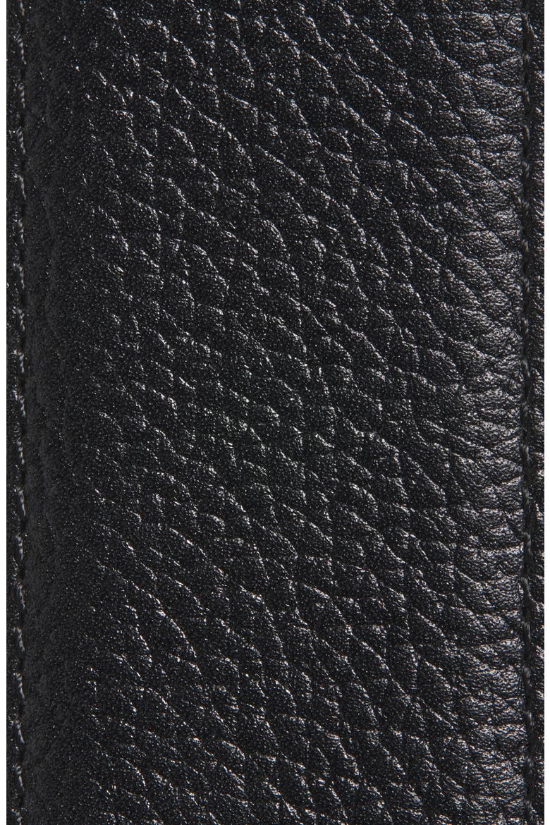 Cora Oval Buckle Leather Belt, Alternate, color, BLACK- SILVER