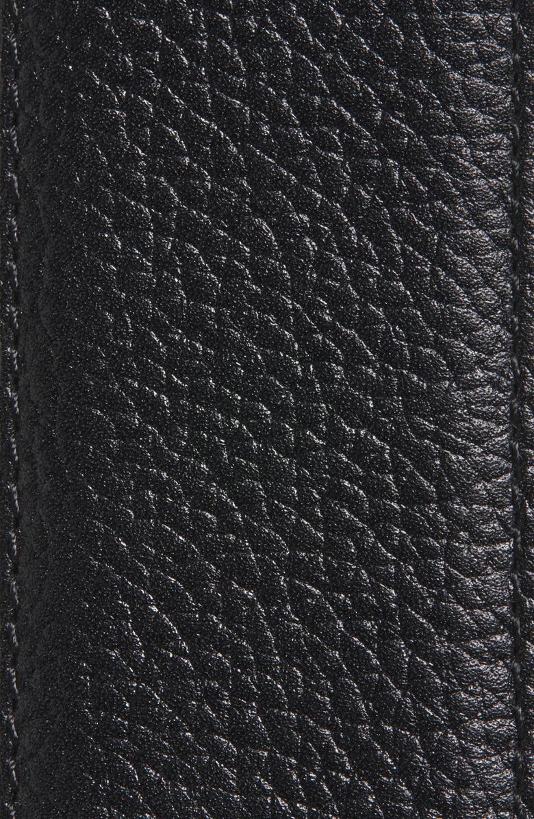 Nordstrom Cora Oval Buckle Leather Belt, Alternate, color, Black- Silver