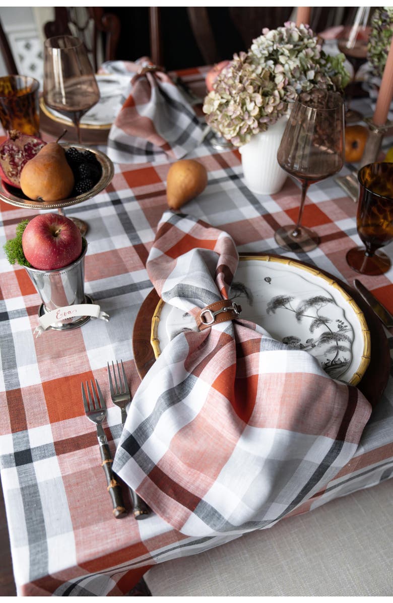 Solino Home Linen Dinner Napkins - Fall Buffalo Check, 20" x 20" Inch, Alternate, color, Cinnamon