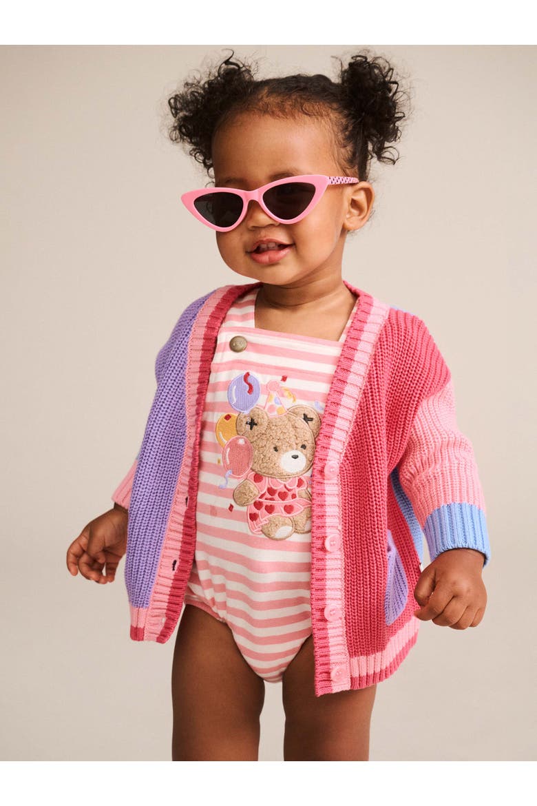 Colour Block Peekaboo Huxette Cardi, Alternate, color, Pink