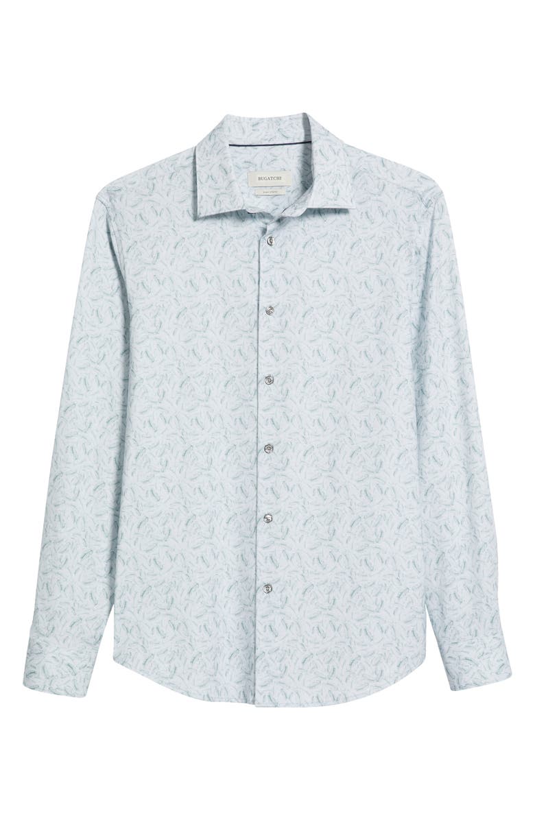 Bugatchi James OoohCotton<sup>®</sup> Feather Print Button-Up Shirt, Alternate, color, Mint