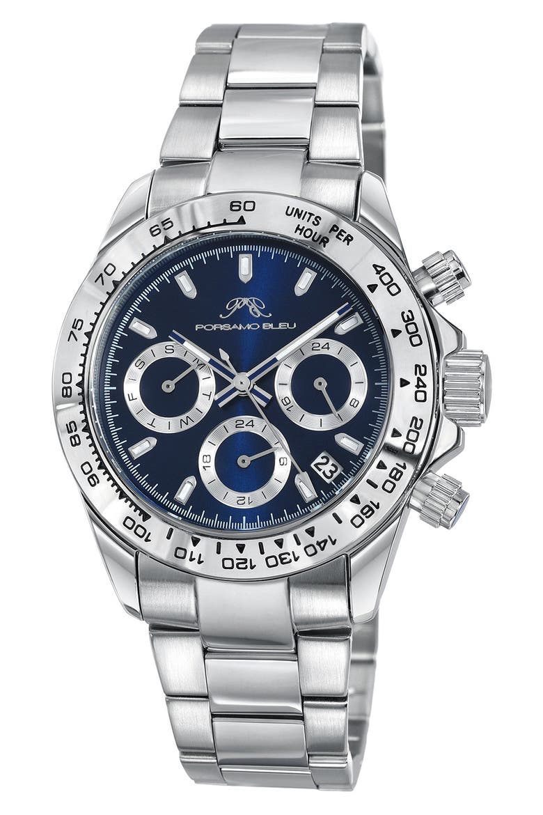 Alexis Multi-Function Bracelet Watch, 37mm, Main, color, SILVER-BLUE