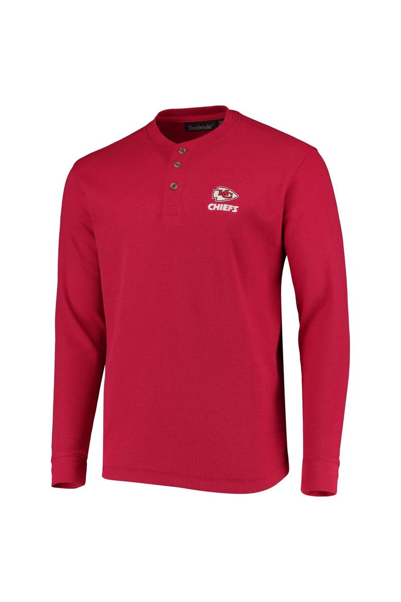 Men's Dunbrooke Red Kansas City Chiefs Logo Maverick Thermal Henley Long Sleeve T-Shirt, Alternate, color, Red