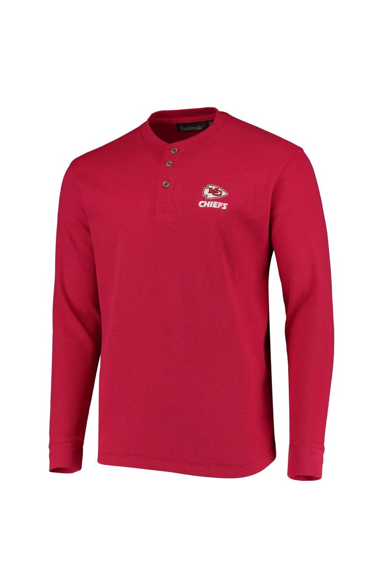 DUNBROOKE Men's Dunbrooke Red Kansas City Chiefs Logo Maverick Thermal Henley Long Sleeve T-Shirt, Alternate, color, Red
