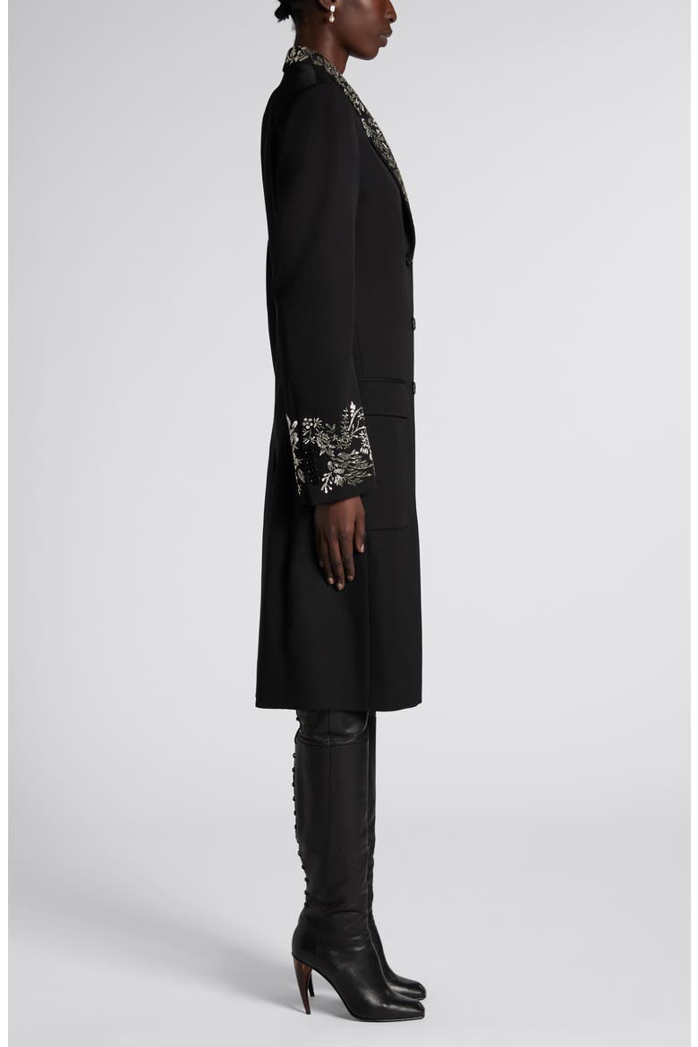 Beaded Wool Coat, Alternate, color, BLACK