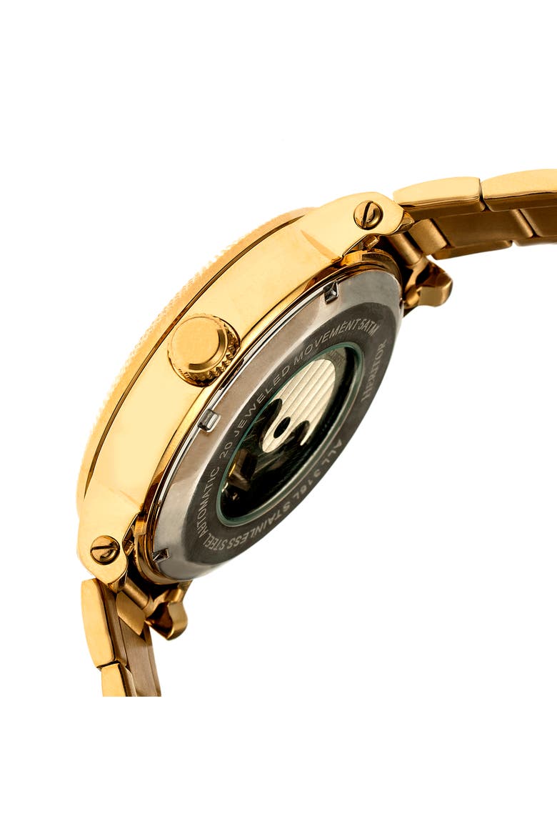 Aries Skeleton Leather-Band Watch, Alternate, color, Gold/Silver