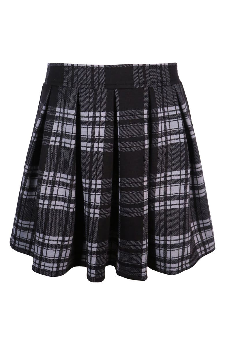 Zunie Kids' New York Collared Sweater & Plaid Skirt Set, Alternate, color, Black/ White