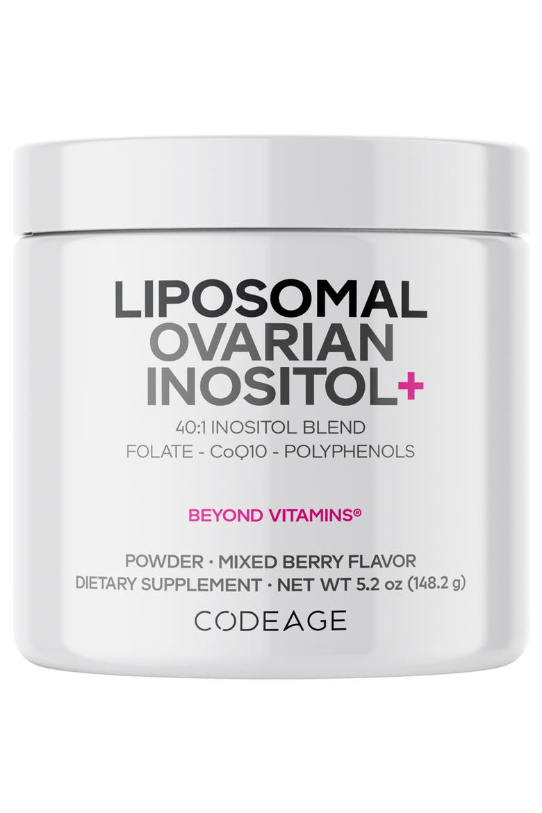 Liposomal Ovarian Inositol + Folate & CoQ10 Powder Supplement, Main, color, White