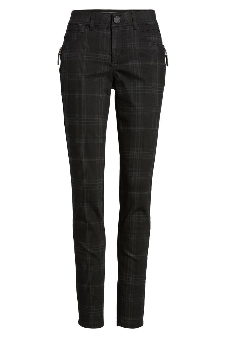 Ab-Solution Side Zip Plaid Skinny Pants (Nordstrom Exclusive), Alternate, color, BLACK