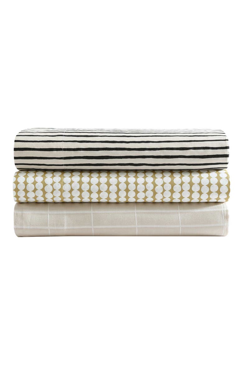 Piccolo Stripe Cotton Sateen Queen Sheet Set, Alternate, color, OPEN CHARCOAL