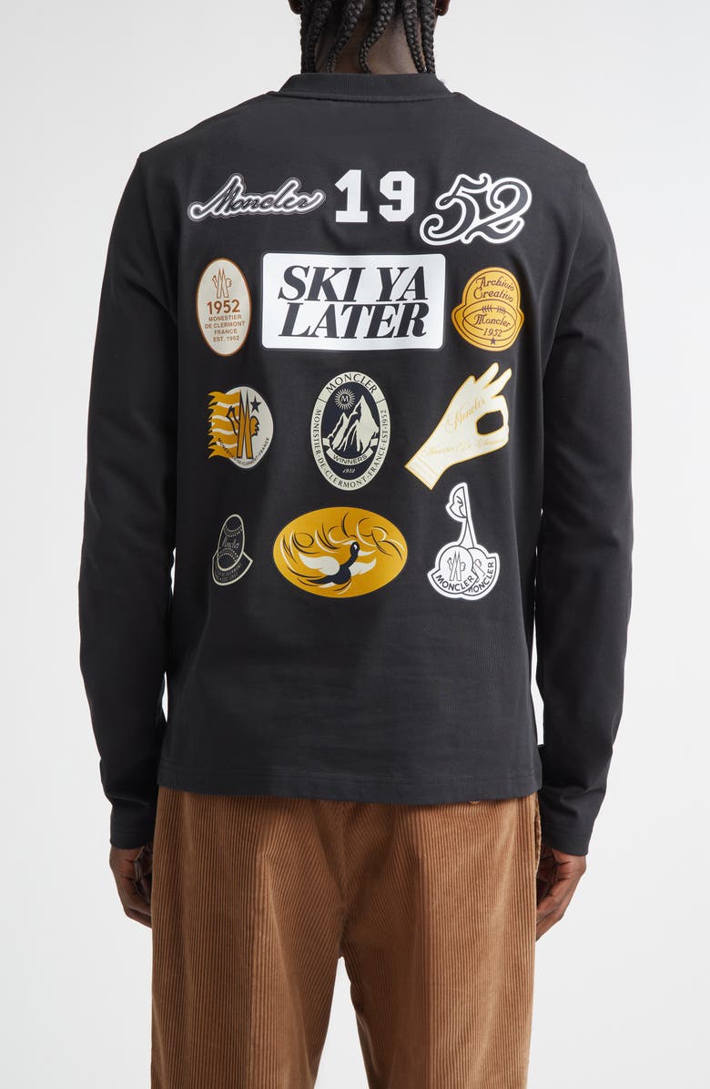 Moncler Cartoons Logo Long Sleeve Graphic T-Shirt, Alternate, color, Smoky Black