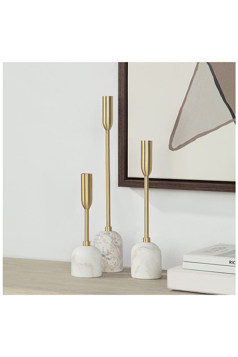 Vesta Set of 3 Tapered Candleholders, Alternate, color, YELLOW GOLD/ WHITE MULTI