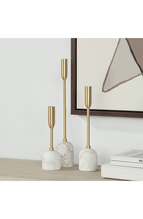 Renwil Vesta Set Of 3 Tapered Candleholders In Yellow Gold/white Multi
