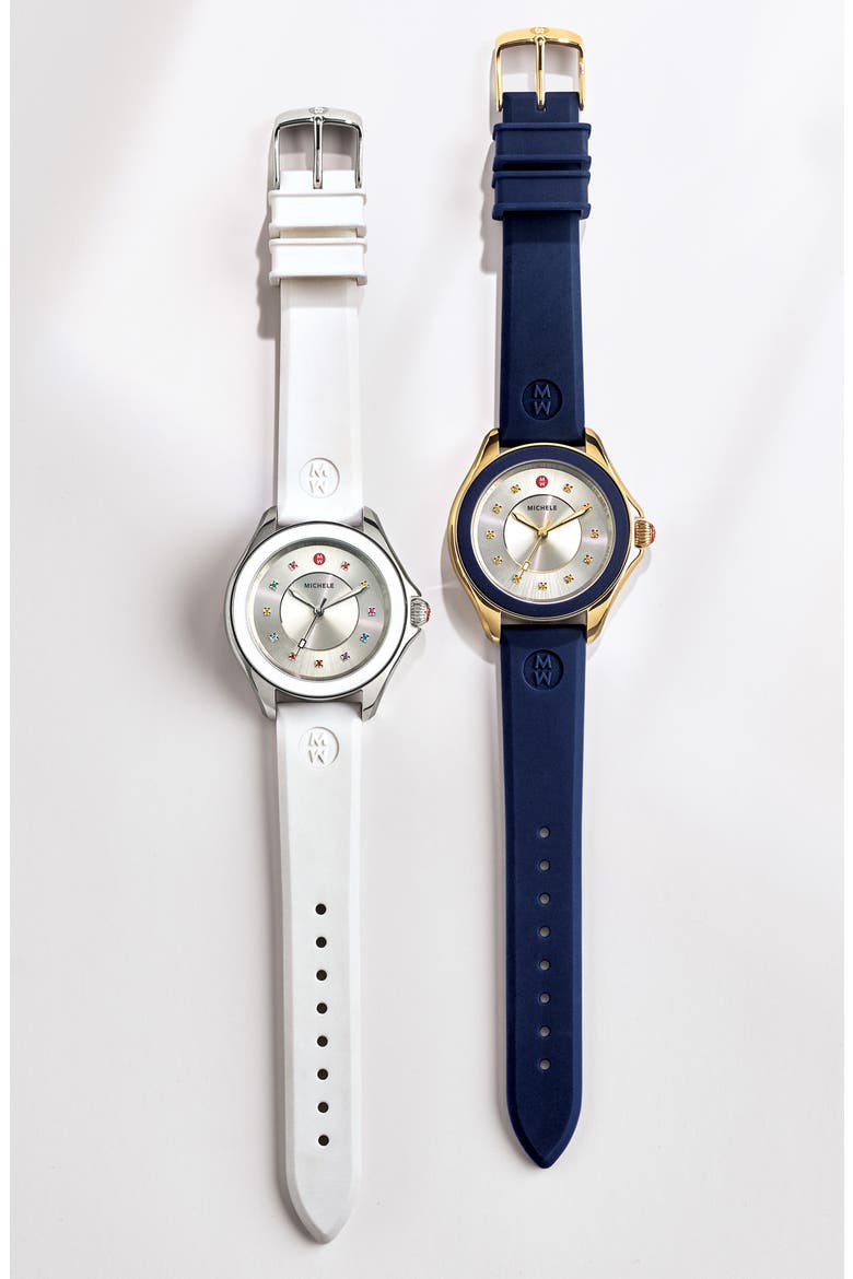 Cape Topaz Dial Watch Head & Silicone Strap, 40mm, Alternate, color, MINT/ GOLD