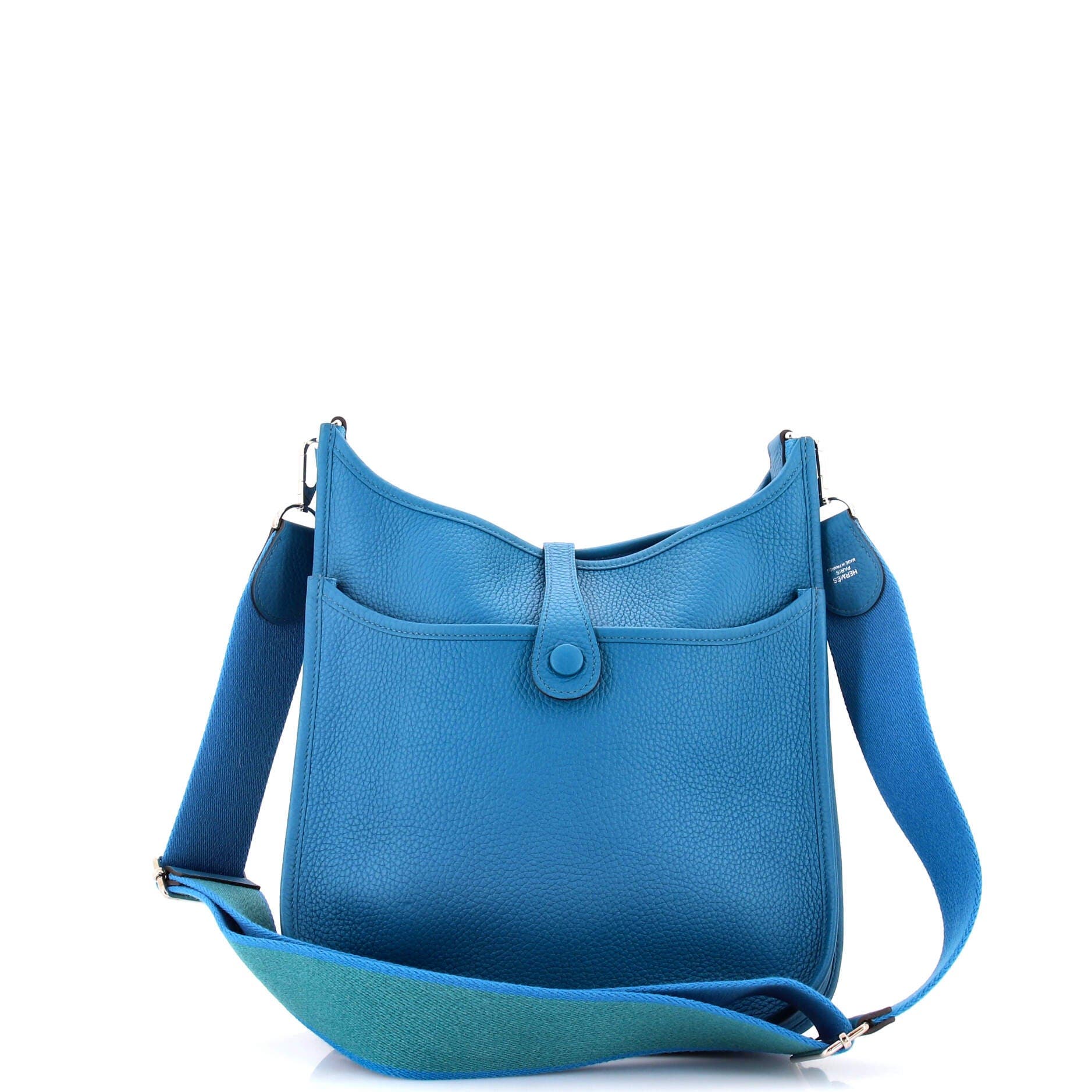 Pre-Owned Hermes Evelyne Bag Gen III Clemence PM, Alternate, color, Bleu Izmir