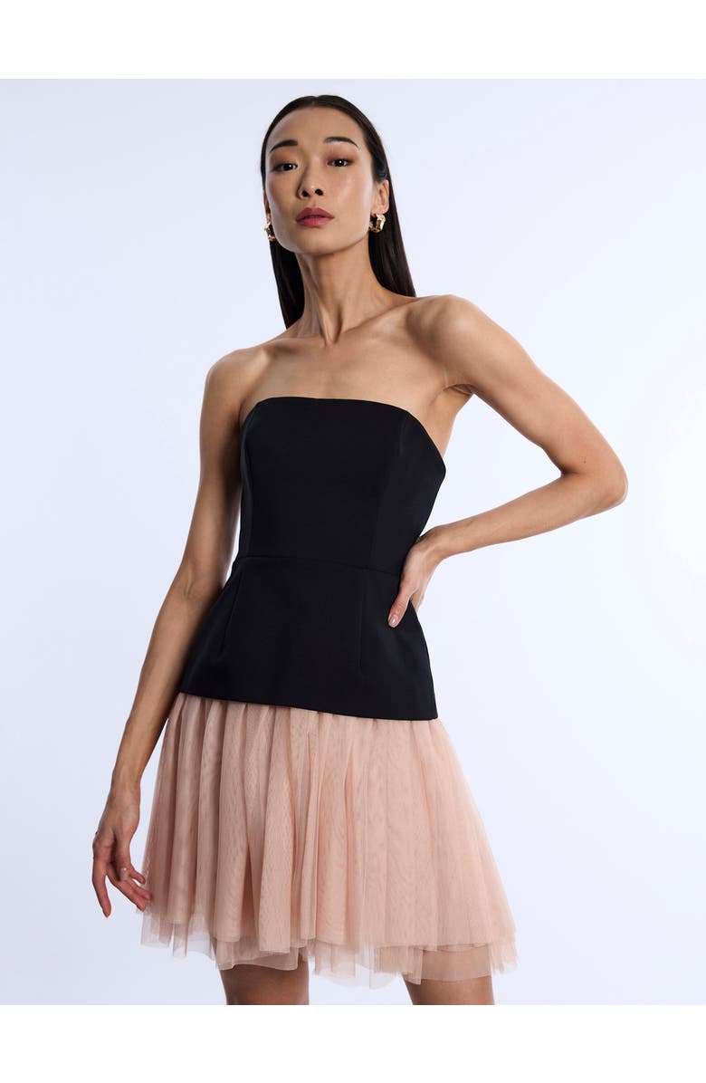 BCBGMAXAZRIA Strapless Tutu Dress, Alternate, color, Black/Almond