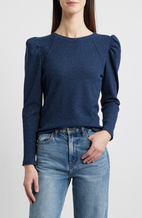 Puff Shoulder Long Sleeve Thermal Top