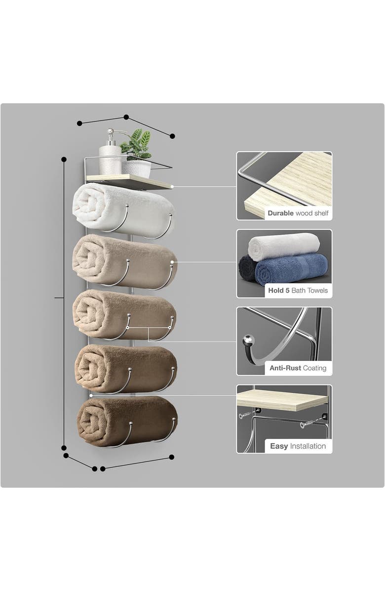 SORBUS Wall Mounted Organizing Rack, Alternate, color, Silver