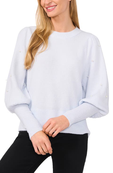 Faux Pearl Juliet Sleeve Sweater