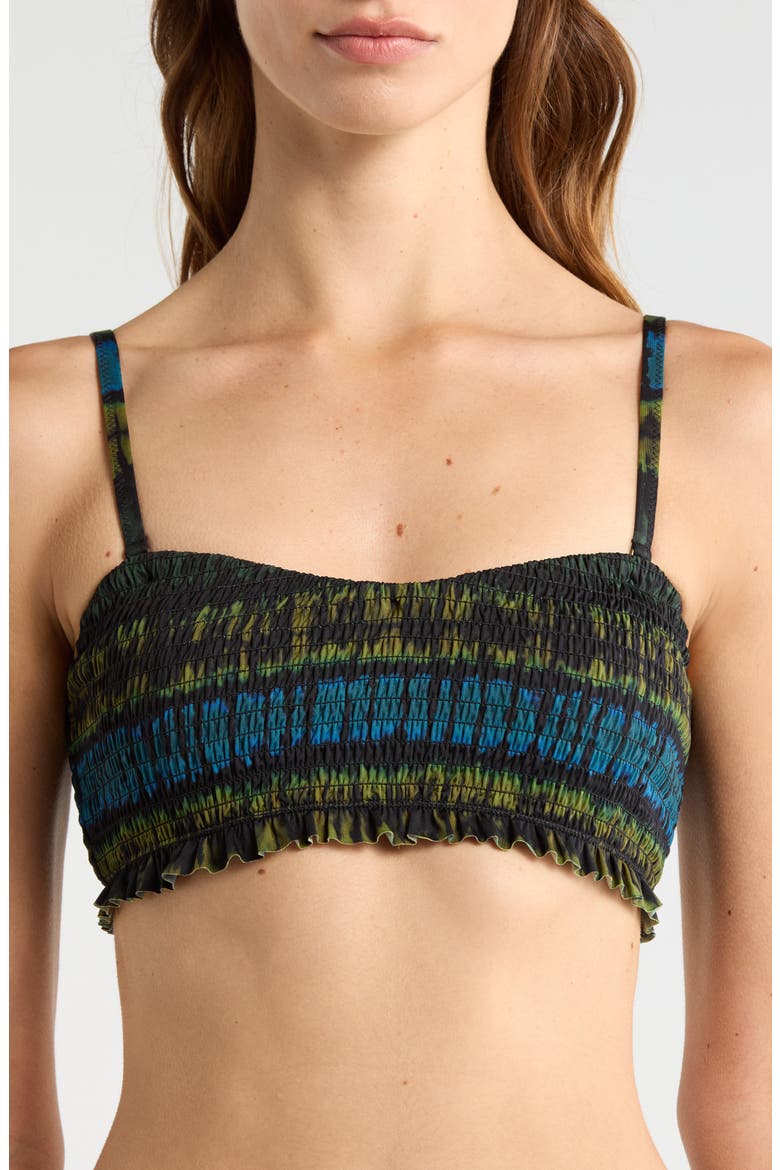 Marseille Tie Dye Smocked Bikini Top, Alternate, color, LAGOON