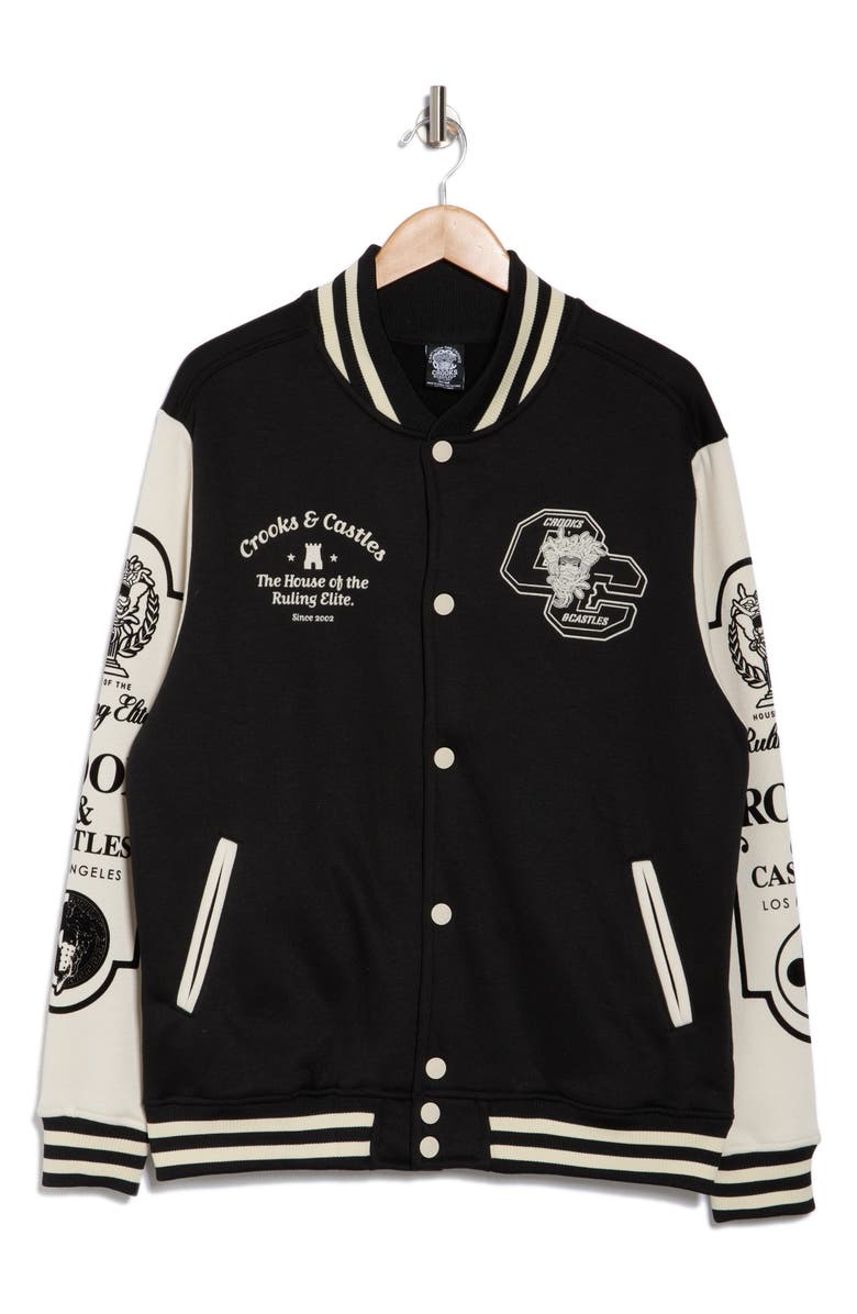 CROOKS AND CASTLES Varsity Elite Fleece Jacket, Alternate, color,