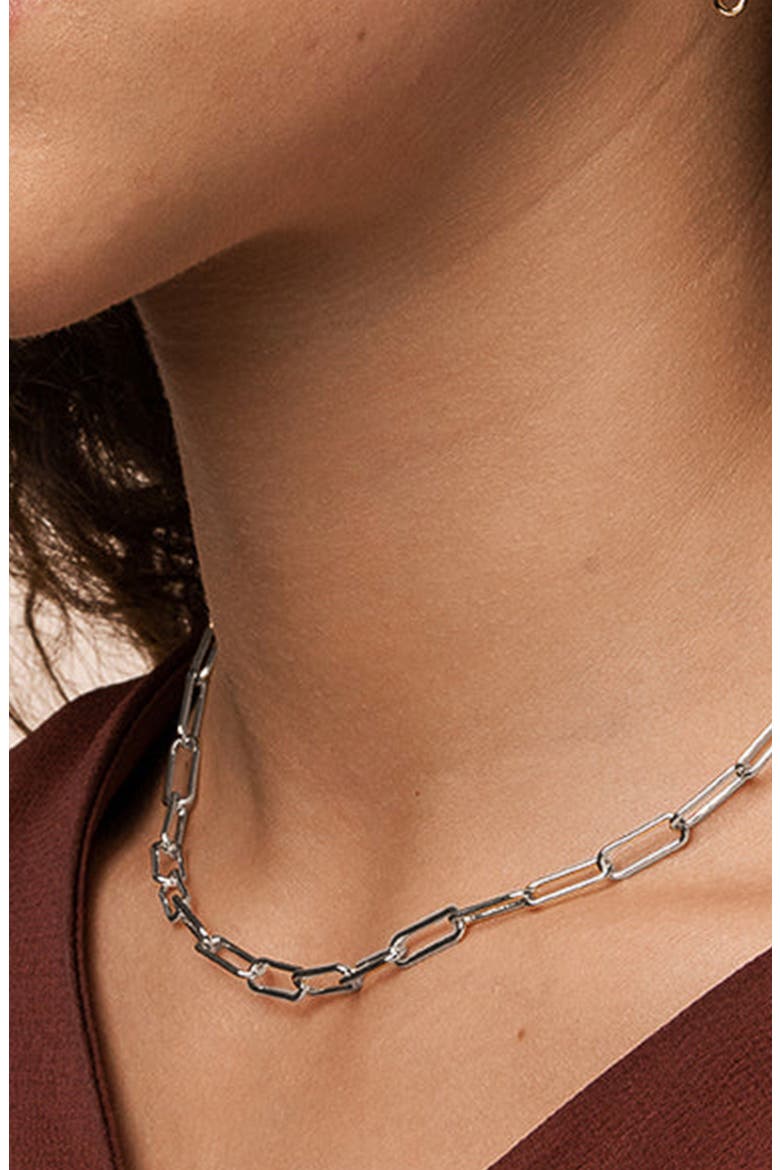Sterling Silver 18k Gold Plated Amelia Chain Necklace Trendy Gift, Alternate, color, Silver