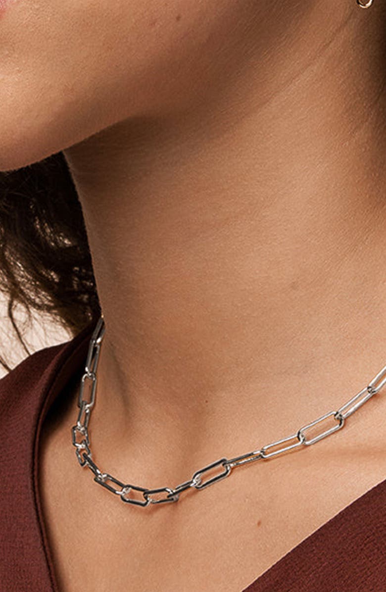 Bearfruit Jewelry Sterling Silver 18k Gold Plated Amelia Chain Necklace Trendy Gift, Alternate, color, Silver