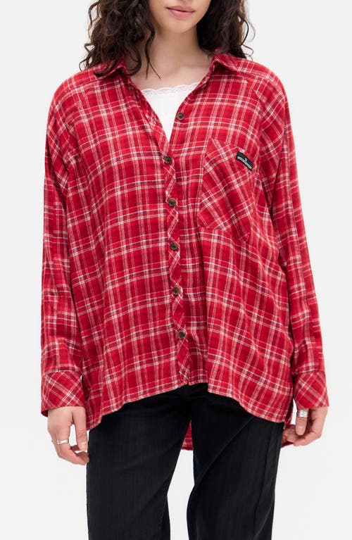 Bdg Urban Outfitters Brendan Check Oversize Button-up Shirt In Red