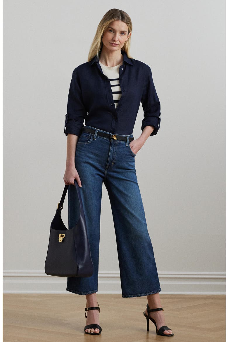 High Waist Crop Wide Leg Jeans, Alternate, color, MARINA WASH