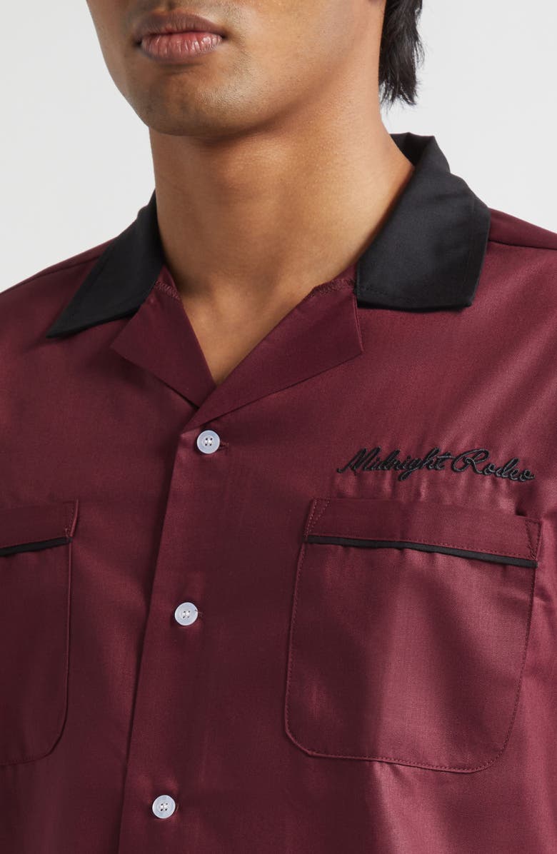 MIDNIGHT RODEO Chain Stitch Piped Voile Camp Shirt, Alternate, color, Cherry