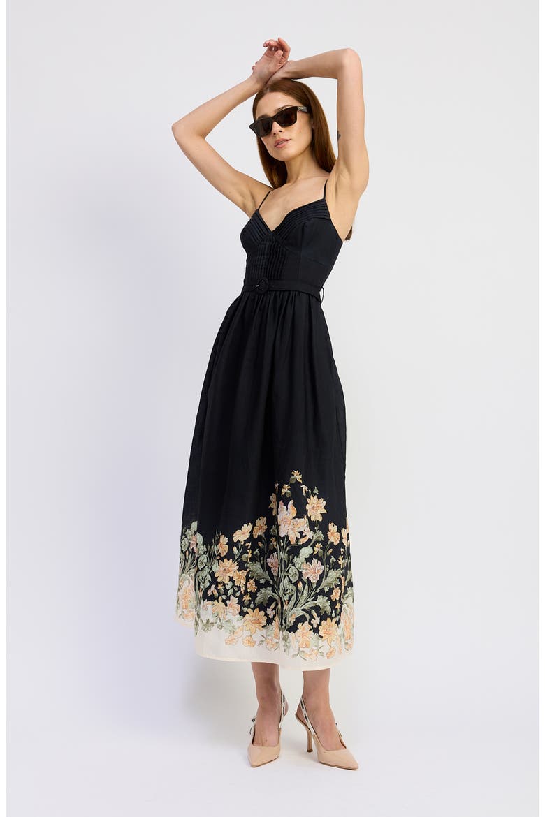 Iris Belted Floral Print Maxi Dress, Alternate, color, BLACK GINGER OLIVE