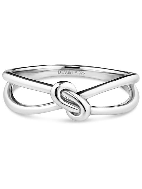 Love Knot Ring in Rhodium Plated Sterling Silver, 6mm
