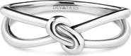 DEVATA Love Knot Ring in Rhodium Plated Sterling Silver, 6mm