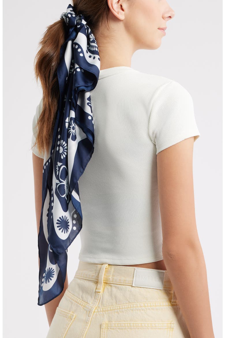 Paisley Print Scrunchie Scarf, Alternate, color, BLUE MULTI COMBO