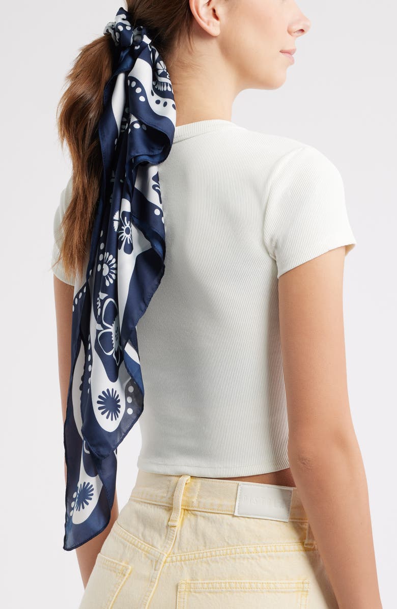 Treasure & Bond Paisley Print Scrunchie Scarf, Alternate, color, Blue Multi Combo