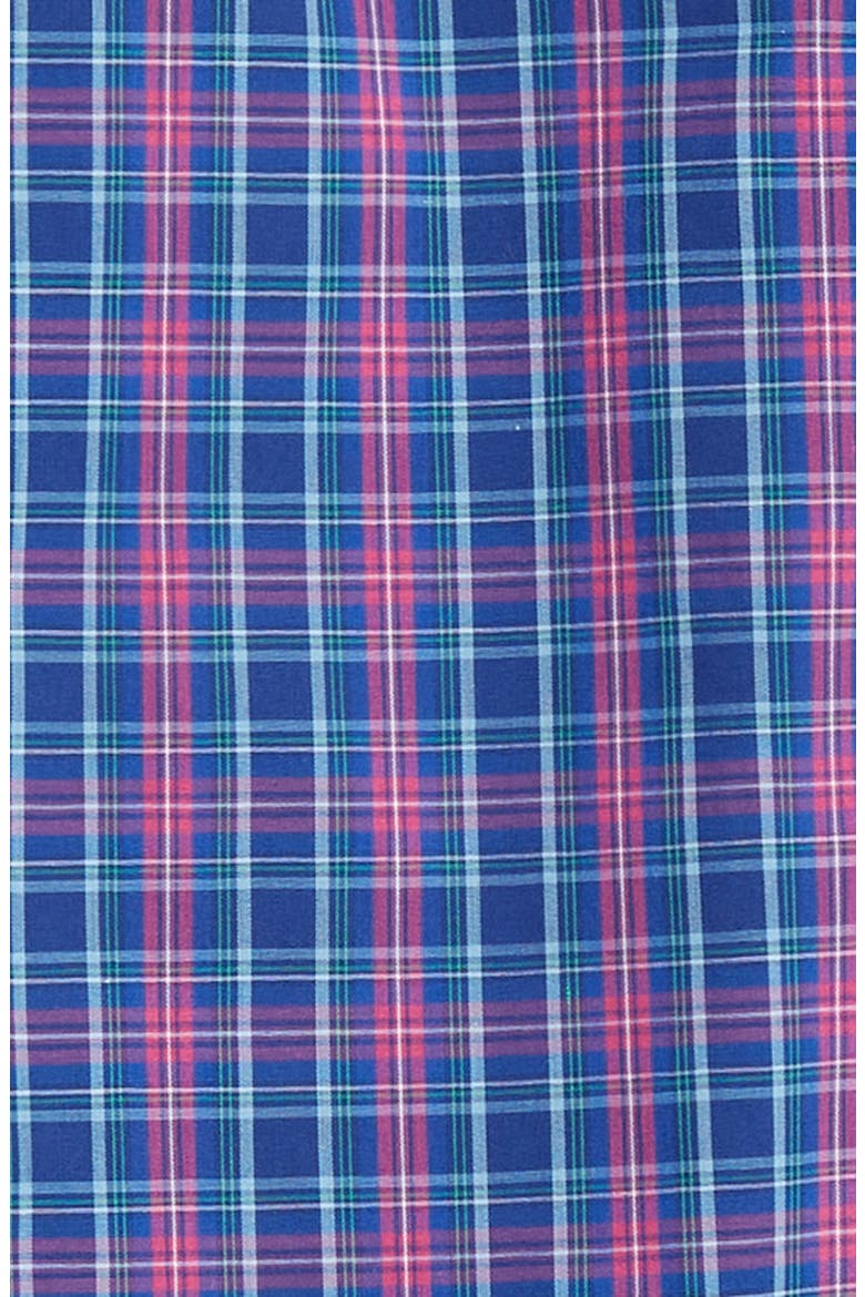 Kids' Plaid Button-Up Shirt, Alternate, color, NAVY/ FUCHSIA