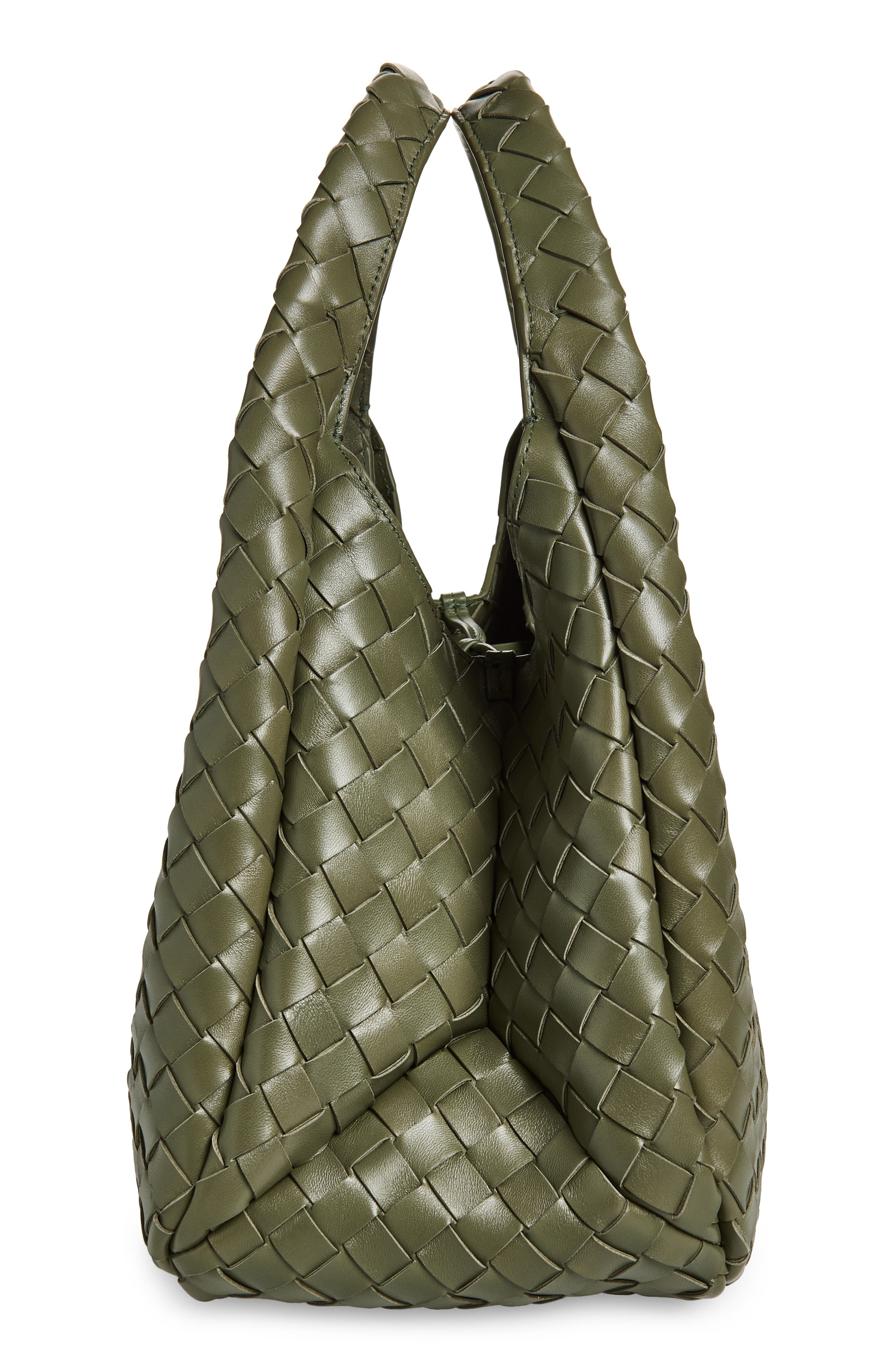 Bottega Veneta Campana Intrecciato Leather Shoulder Bag, Alternate, color, 3293 Pickle-Muse Brass