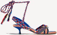 Amambaih Aitana Braided Cotton Lace Up Kitten Heel Sandal