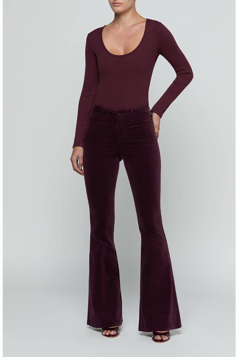 Elara Stretch Cotton & Modal Rib Bodysuit, Alternate, color, DEEP SANGRIA