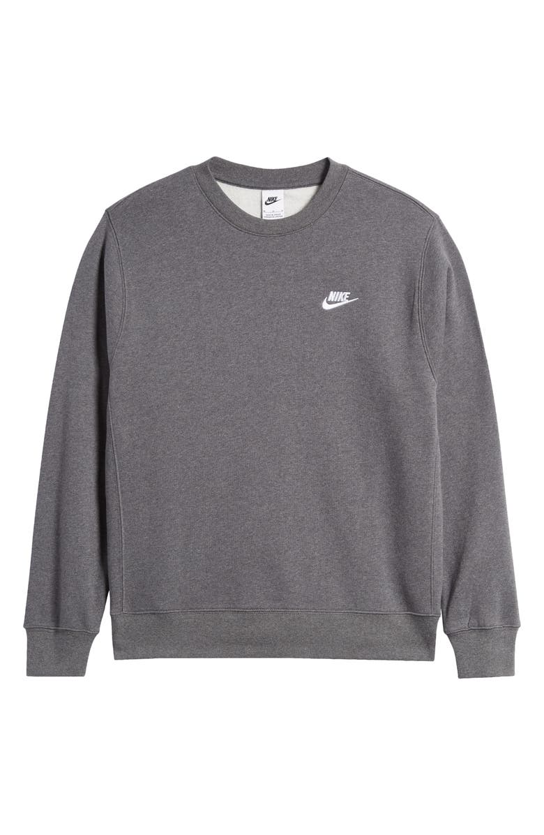 Nike Men's Club Crewneck Sweatshirt, Alternate, color, Char H/White