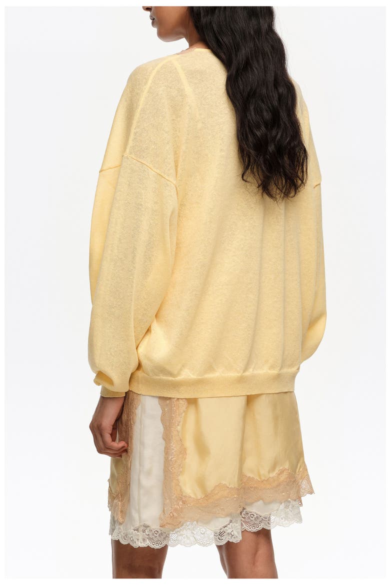 Long Linen Cotton Lace Sweater, Alternate, color, LIGHT YELLOW