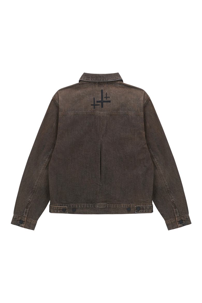 Valentiano Boxy Denim Jacket, Alternate, color, MOCHA DRIFT